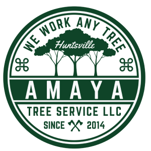 Amaya Tree Service LLC logo, since 2014, We Work Any Tree, Huntsville TX